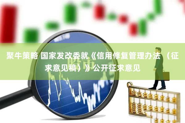 聚牛策略 国家发改委就《信用修复管理办法 （征求意见稿）》公开征求意见